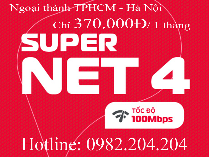 31.Đăng ký internet Viettel gói Supernet 4 ngoại thành Hà Nội TPHCM cước hàng tháng chỉ 370.000Đ