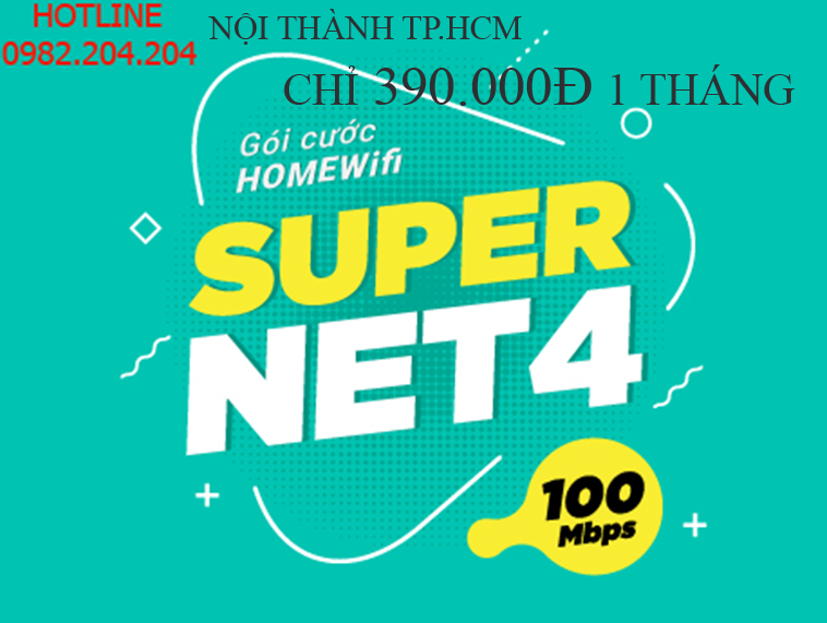 Bảng Giá Lắp Mạng Cáp Quang Wifi Giá Rẻ HCM Nội Thành Gói Supernet 4