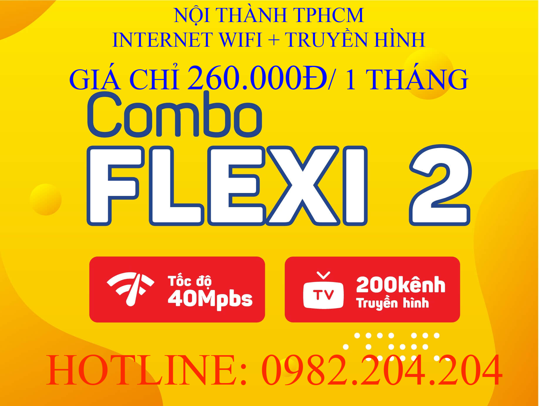 Lắp Mạng Cáp Quang Wifi Giá Rẻ HCM Nội Thành Gói Combo flexi 2 kèm truyền hình