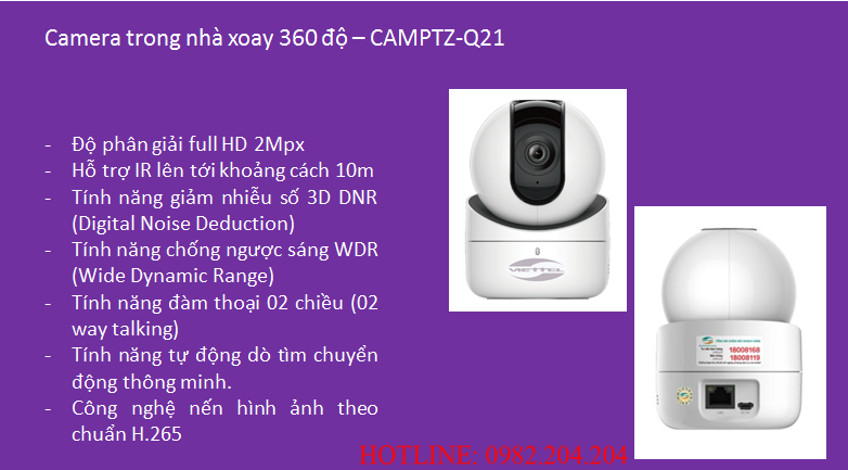 Tính năng thông số loại Camera trong nhà xoay 360 độ Home Camera Viettel giá rẻ Wifi CAMPTZ-Q21
