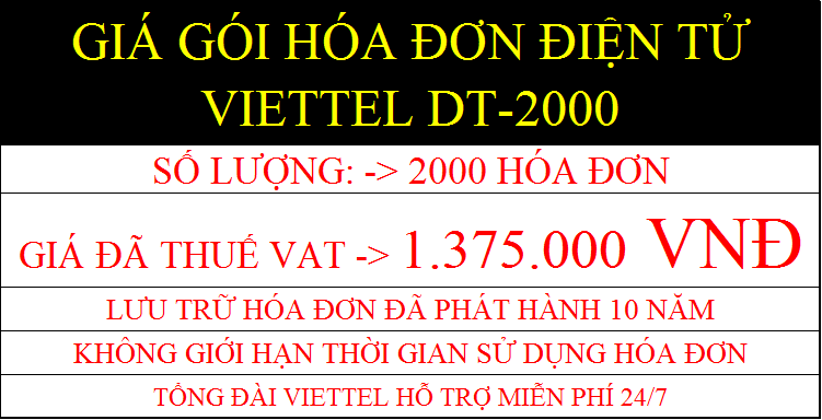 Giá gói 2000 hóa đơn điện tử Viettel