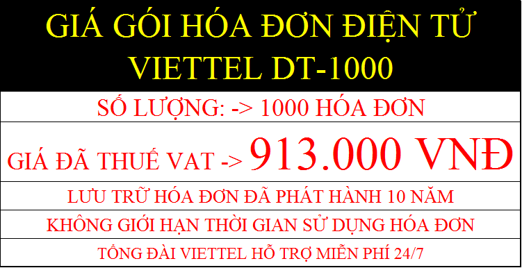 Giá gói hóa đơn điện tử Viettel DT-1000